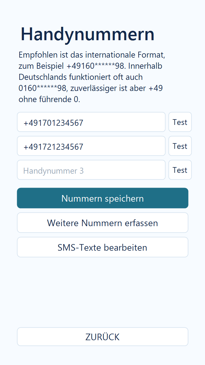 StromPing Handynummern in Version 1.1.14