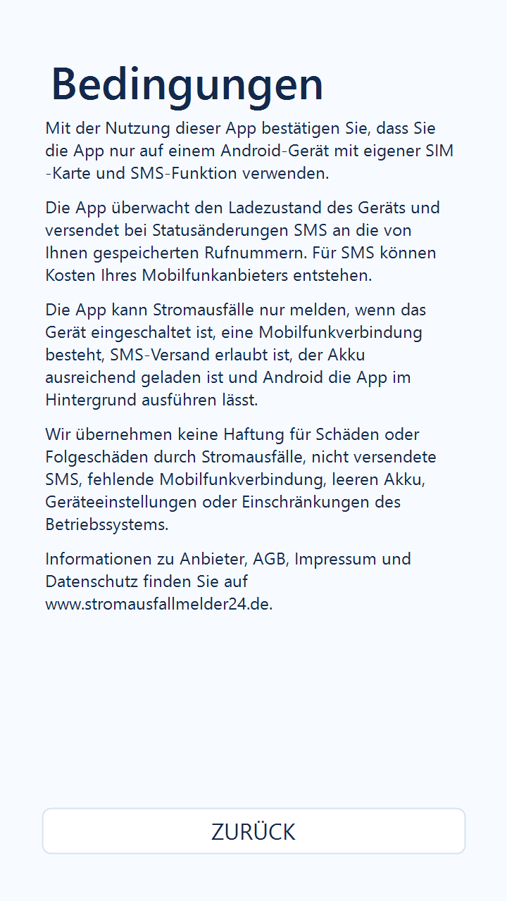 StromPing Bedingungen in Version 1.1.14