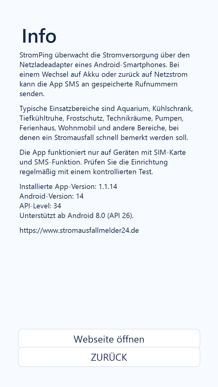 StromPing Info in Version 1.1.14