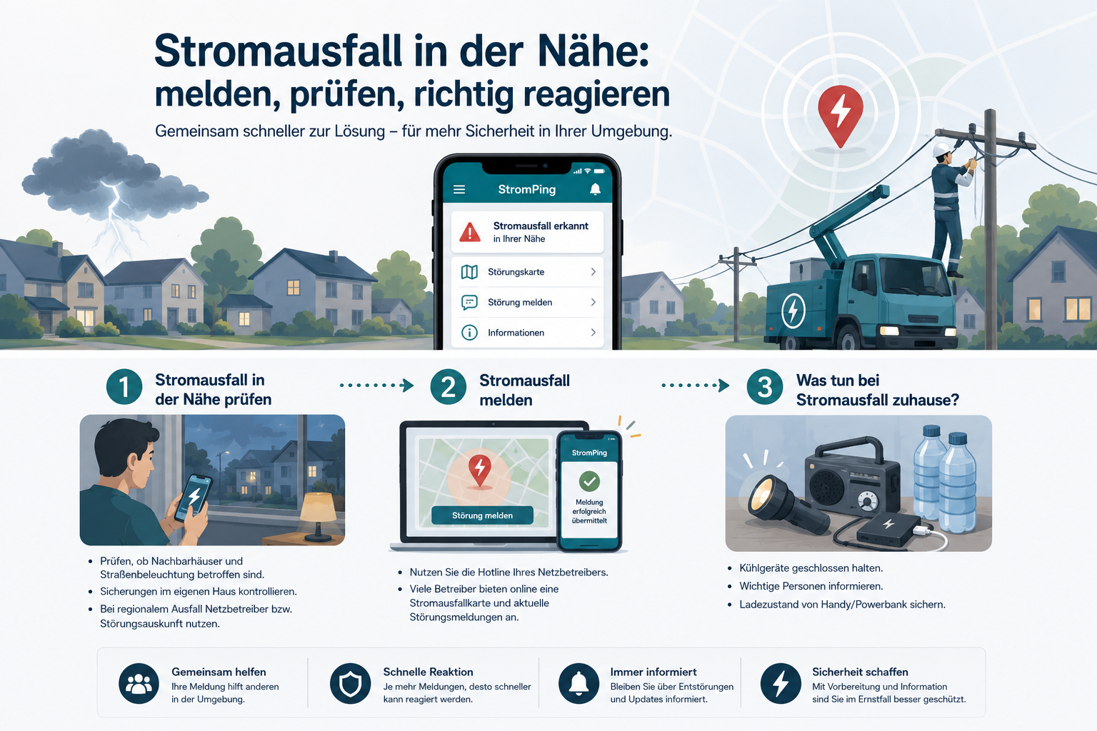 Stromausfall in der Nähe prüfen, melden und richtig reagieren mit StromPing